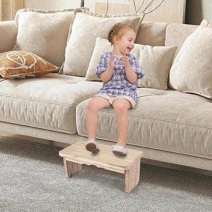 Wooden Step Stool - 9'' One Step Stool for Adults, Wooden Beside Step, Heavy Duty/Portable/Nonslip/Durable Construction Safe Step for Bedroom/Kitchen (Light Wood)