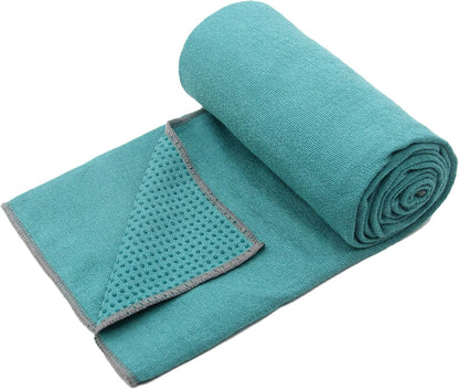 Eunzel Yoga Towel,Hot Yoga Mat Towel with Grip Dots Sweat Absorbent Non-Slip for Hot Yoga, Pilates and Workout 24" x72", Purple & Blue