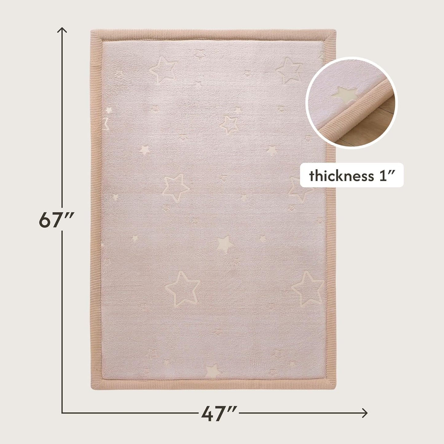 Hakuna Matte CloudSoft Mat for Floor 60" x 80" Beige – Coral Velvet Memory Foam Rug – Non-Slip, Water-Resistant