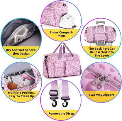 FIORETTO Women's Gym Duffle Bag with Shoes Compartment, 30L Capacity, Ideal for Travel, Gym, Sports, Duffel, Weekender