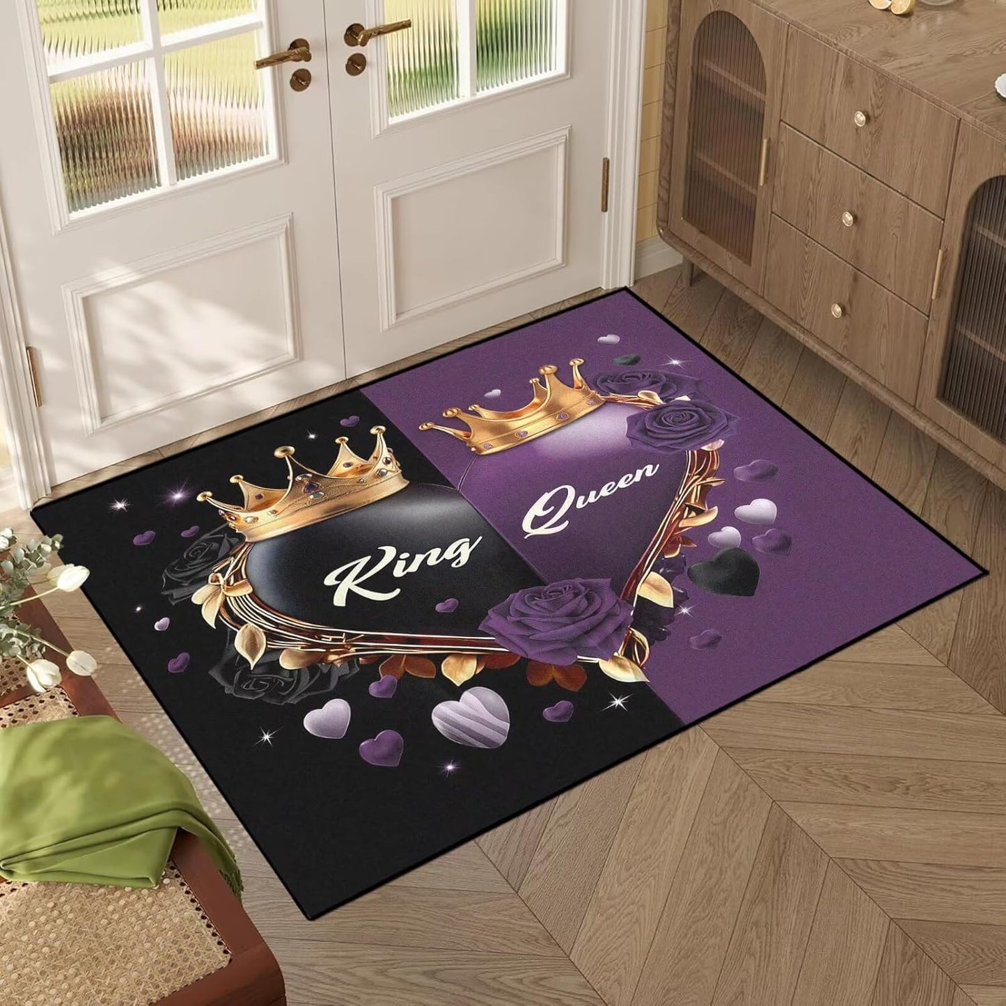 5' X 7' Queen and King Rug Black Grey Area Rugs Dining Living Room Bedroom Kitchen Office Yoga Room Washable Floor Mat Doormats Throw Rug Carpet Room Decor