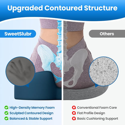 SweetSlubr Large Donut Pillow Seat Cushion for Hemorrhoid Discomfort&Tailbone Pressure, Office Chair Cushion for Long Sitting, Ergonomic Coccyx Pillow for Postpartum Pregnancy, Lifting Cushions, Black