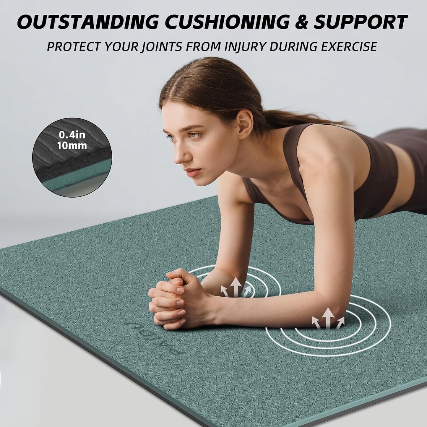 PAIDU Extra Long Wide Yoga Mat 76"x33"x2/5 Inch - Non Slip Thick Exercise Mat for Home Gym, Yoga, Pilates & Workouts