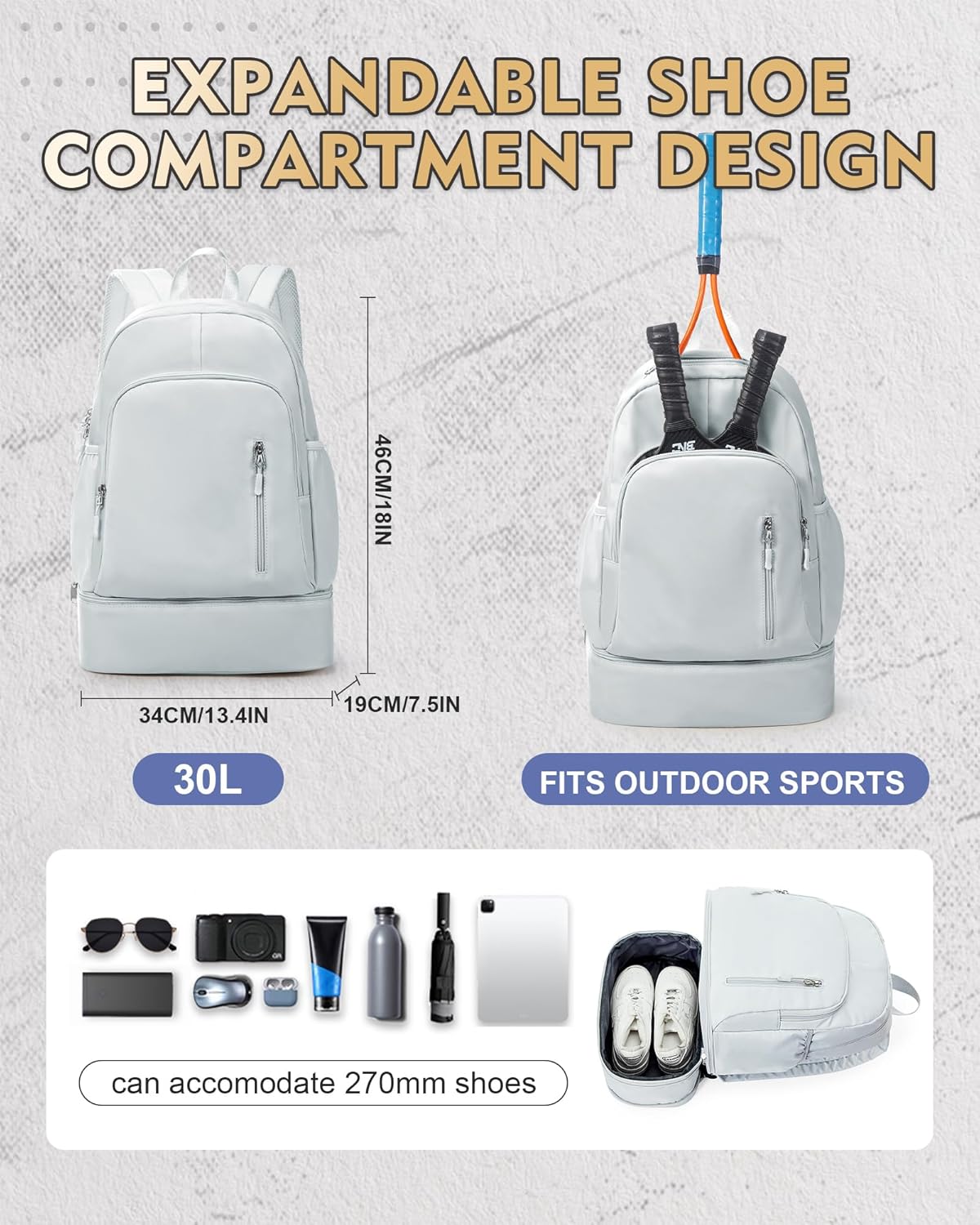 Gym Backpack for Women Men,Cheer bag,Lightweight Gym Bag with Shoe Compartment, Waterproof Sports Backpack with Wet Pocket, Black