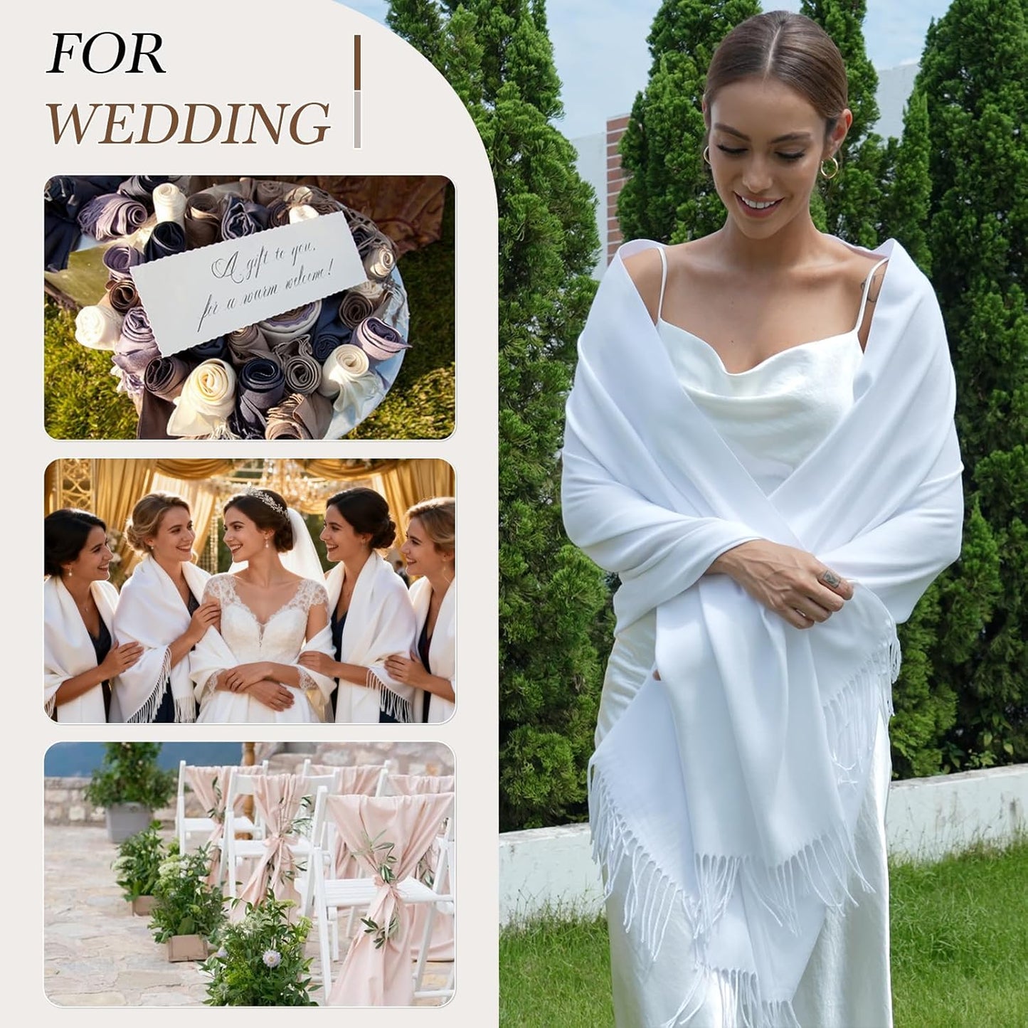 Pashmina Scarf and Shawl - Soft Women Pashminas Wrap for Wedding Evening Party dresses