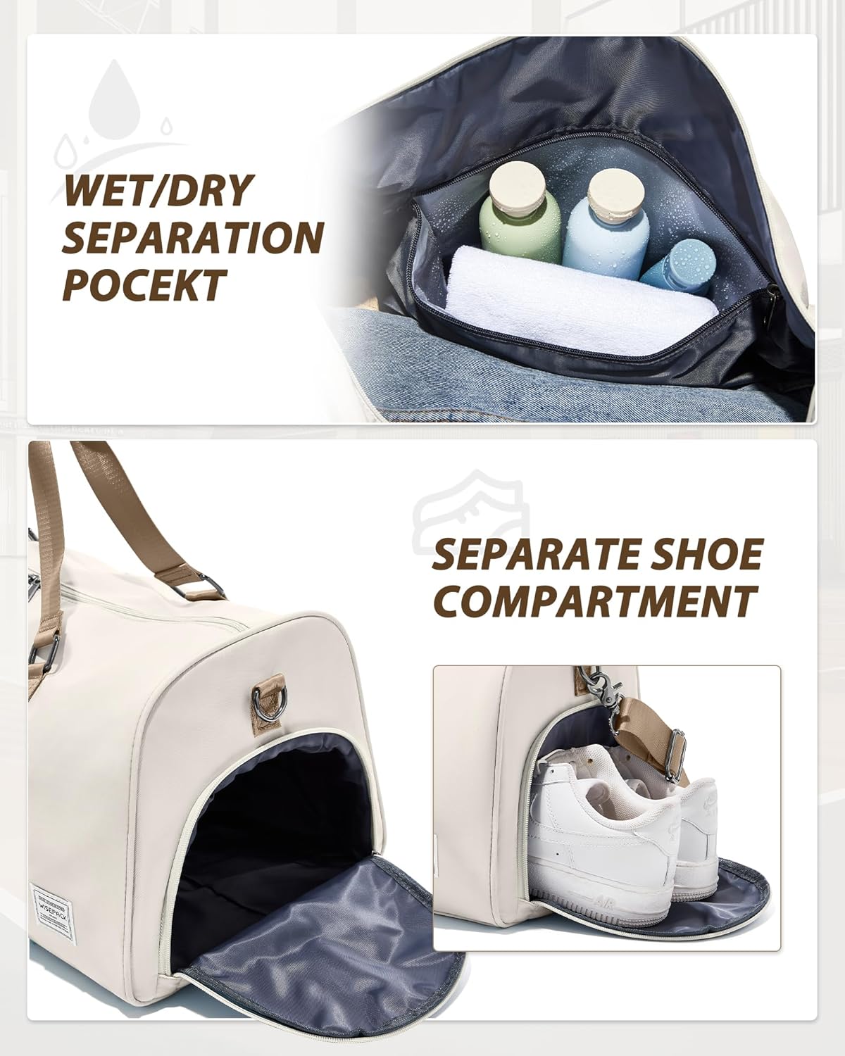 Gym Bag Womens Mens with Shoes Compartment and Wet Pocket Travel Duffel Bag for Women for Plane Sport Gym Tote Bags Swimming Yoga Waterproof Weekend Overnight Carry on Bag Hospital Holdalls - Colors C