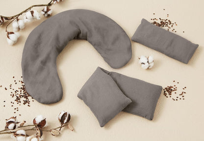 Bucky Linen Hot & Cold Eye Pillow, Natural Buckwheat Filling, Gray, 8x3.5-inch