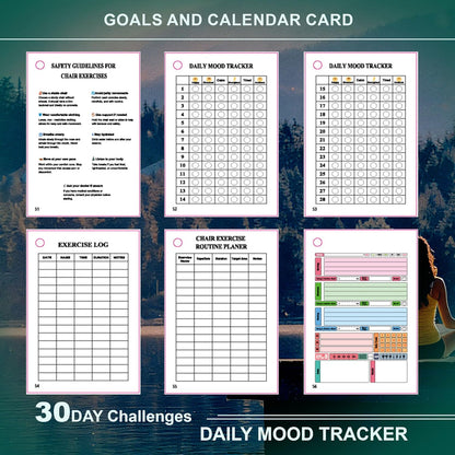 Chair Yoga Cards Exercises,57 Exercise Cards with 2 Rings, Big 4.72"x3.14"Cards,30 Days Challenge with Chair Yoga for Elderly to Improve Balance,& Weight Loss Made Routines for Seniors & Beginners