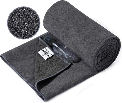 Heathyoga Yoga Mat Towel Non Slip for Hot Yoga Towel with Silicone Grip & Free Spray Bottle, 72"X26" Extra Large Microfiber Yoga Towel for Bikram, Pilates, Fitness