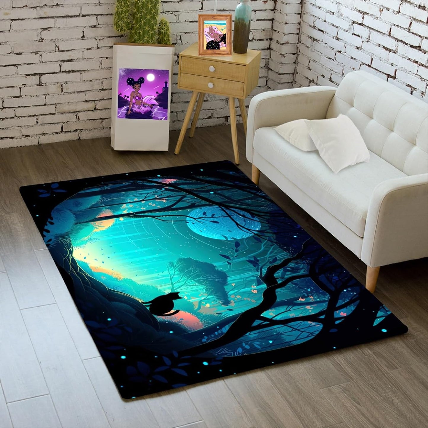 Black Girl Area Rug for Bedroom African American Rugs for Room Princess Carpet Kids Rugs for Bedroom African Girls Carpet for Living Room Teen Girls Yoga Mats, Pink, 4'×5'
