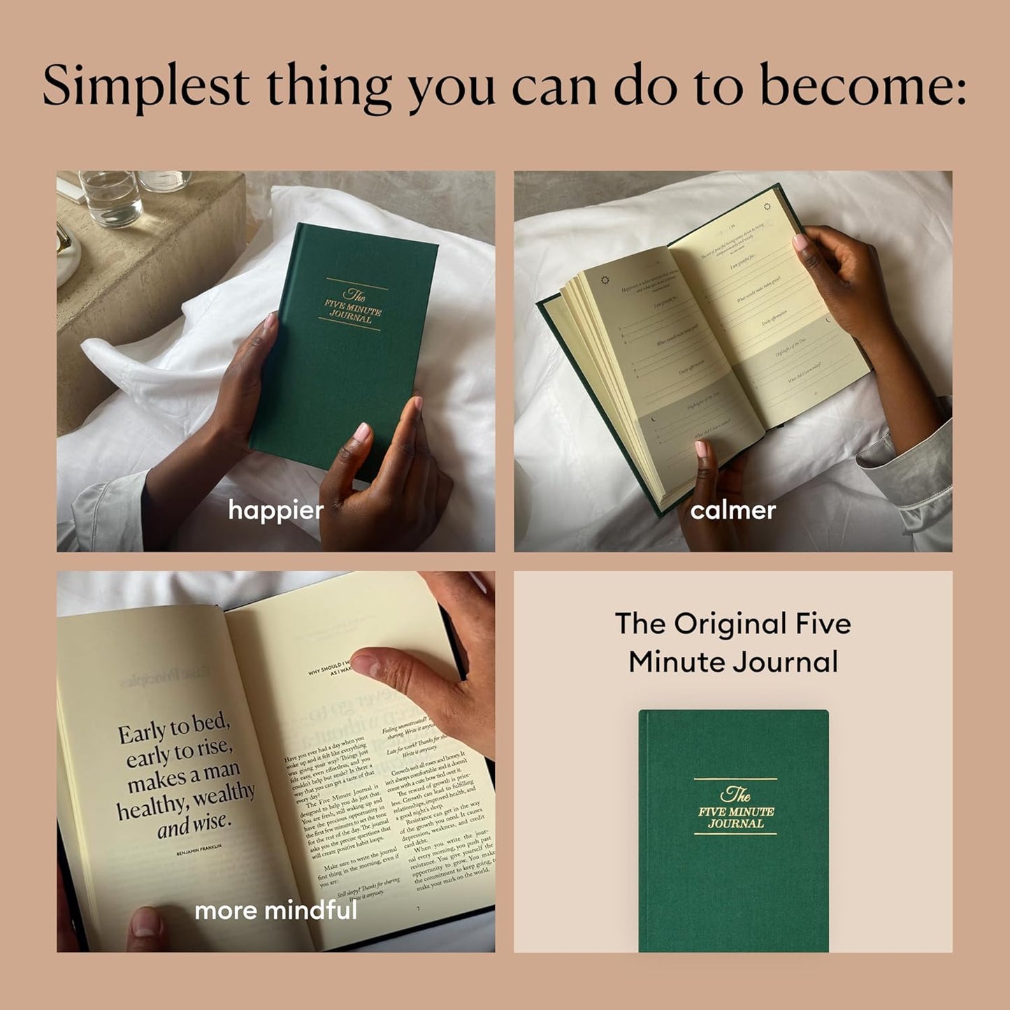 Intelligent Change The Five Minute Journal - Original Daily Gratitude Journal for Women & Men - Mindfulness, Happiness & Daily Reflection - Undated Planner - Affirmation Journal - Gifts for Women