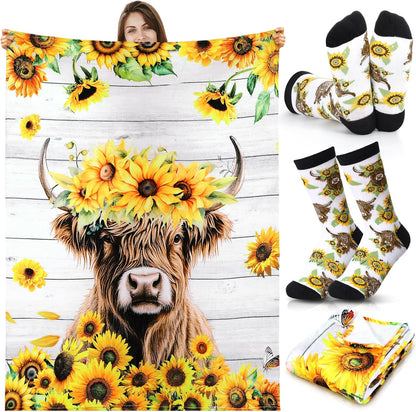 HunnmingRe 2 Pcs Unique Yoga Blanket and Socks Gifts for Yoga Lovers 50" x 60" Restorative Instructor Teacher Mother's Day Birthday Gag Gifts for Meditation Gymnasts Women Girls