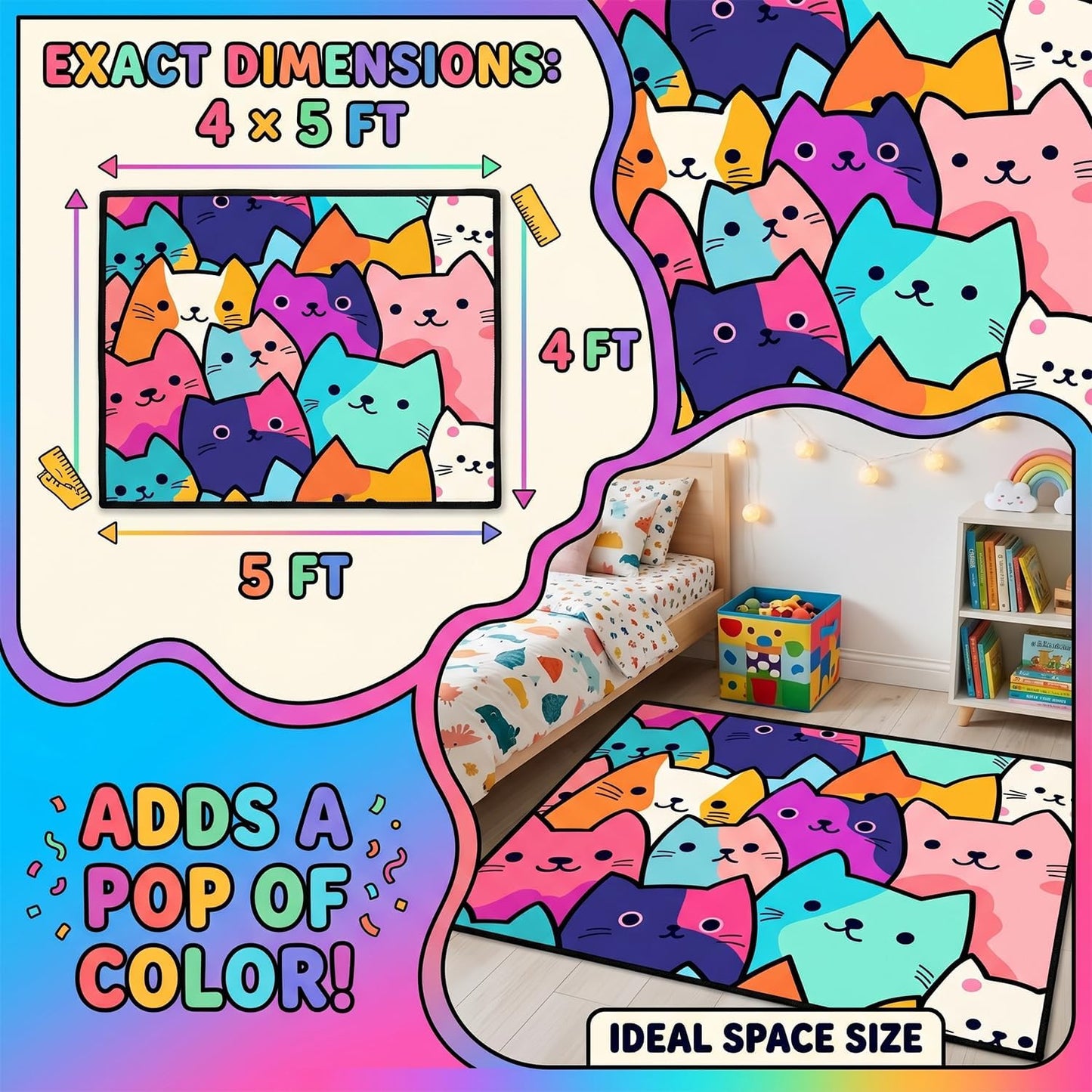 Black Girl Area Rug for Bedroom African American Rugs for Room Princess Carpet Kids Rugs for Bedroom African Girls Carpet for Living Room Teen Girls Yoga Mats, Pink, 4'×5'