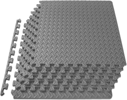 ProsourceFit Exercise Puzzle Mat ½-inch, EVA Interlocking Foam Floor Tiles for Home Gym, Workout Equipment, Kids Play Areas, Black, 24 SQ FT - 6 Tiles