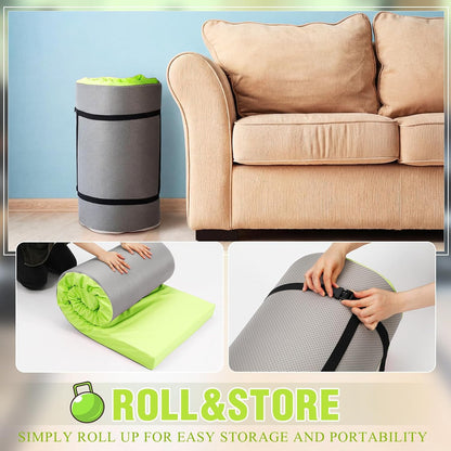 Lyrow 3 Inch 72"x 24" Thick Foldable Yoga Mat with Carry Strap, Non-slip Portable Foam Gym Mat for Yoga, Pilates and Stretching