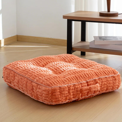 HIGOGOGO Floor Pillow Cushion for Adults, Meditation Cushion Pillow, Blended Corduroy Cover, Large Square Floor Sitting for Tatami Living Room or Yoga, 22x22 Inch, Beige