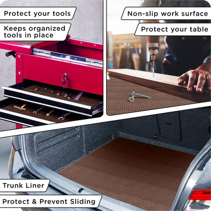 Slip-Resistant Floor Mat Roll & Yoga Mat – 25ft x 24" x 5mm – Cut-to-Fit Hallway Runner, Kitchen Mat, Drawer Liner, Shelf Liner, Bench Mat, Washable Pet Crate Pad, Cabinet Liner – Mocha