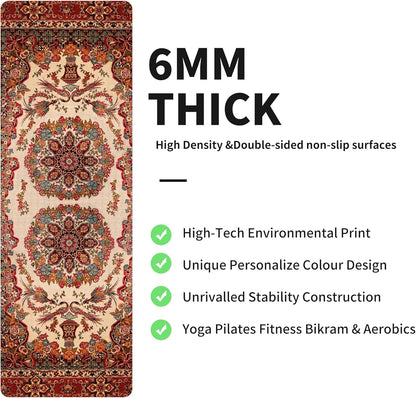 nuveti Yoga Mat Print Extra Thick TPE Non Slip Fitness Exercise Mat with Carrying Bag,72"x24" Extra Thick 6MM Exercise & Workout Mat for Yoga, Pilates Fitness and Floor Exercises - Colors B