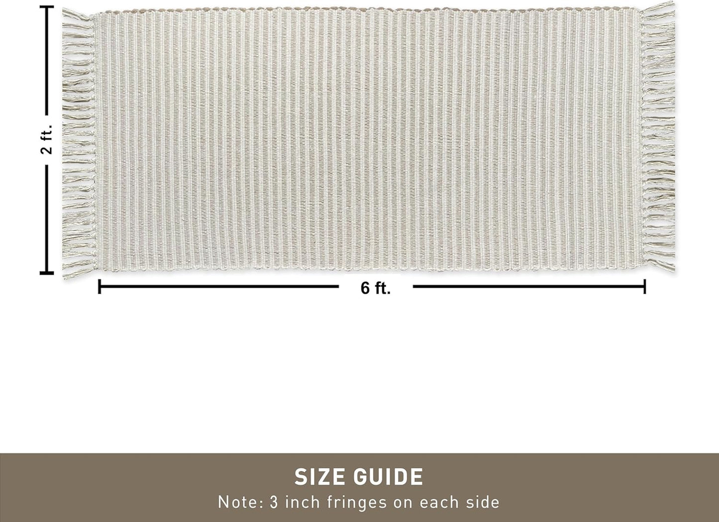 Chardin home Beige & Ivory Providence Runner 2.5x8 feet |Hand Woven Farmhouse Rug with Hand Knotted Fringes|Great in Kitchens entryways Hallways Bathrooms Meditation Yoga Mat|Reversible Cotton Rug