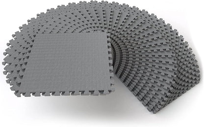 BalanceFrom Puzzle Exercise Mat 1" Thick, EVA Interlocking Foam Floor Tiles for Home Gym, Mat for Home Workout Equipment, Floor Padding for Kids, Black, 24 in x 24 in x 1 in, 24 Sq Ft - 6 Tiles
