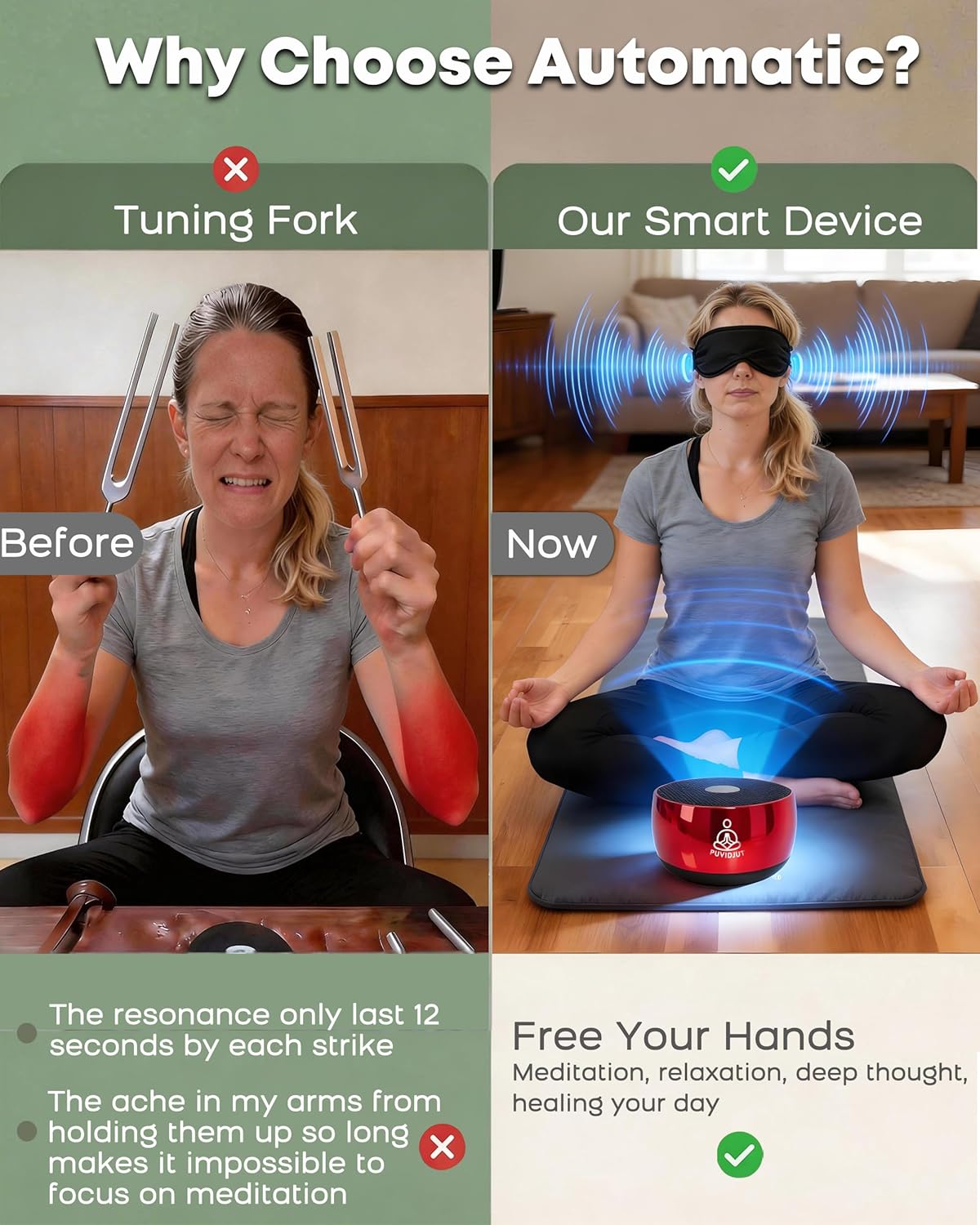 Sound Frequency Machine,Meditation Generator Instrument,Tone Device Tools - Solfeggio Frequencies Bath for Yoga, Mindfulness, Vibration System of Chakra Balancing, 5 Tones, 3 Timers