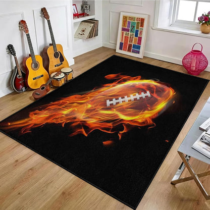 Sports Field Area Rug,5x7ft, Soccer Field Chalked Blackboard Football Stadium Board Painted Non-Slip Soft Carpet Floor Mat Indoor Living Room Bedroom Rugs Yoga Mat Home Decor