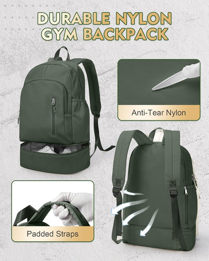 Gym Backpack for Women Men,Cheer bag,Lightweight Gym Bag with Shoe Compartment, Waterproof Sports Backpack with Wet Pocket, Black