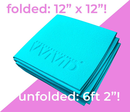 VViViD Folding Travel Yoga & Exercise Mat, With Water-Proof Carry Bag