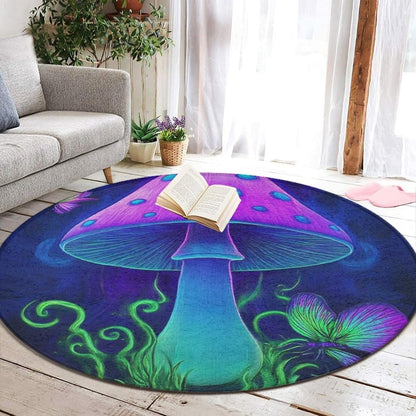 Home Decor Non Slip Kitchen Office Circle Rug, Machine Washable Modern Round Area Rug, Room Sofa Yoga Soft Round Carpet Purple Galaxy Trippy Space Astronaut Art, 36inch