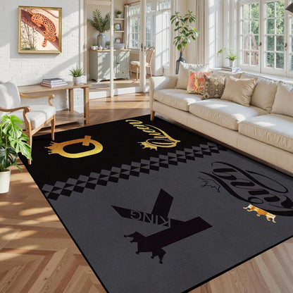 5' X 7' Queen and King Rug Black Grey Area Rugs Dining Living Room Bedroom Kitchen Office Yoga Room Washable Floor Mat Doormats Throw Rug Carpet Room Decor