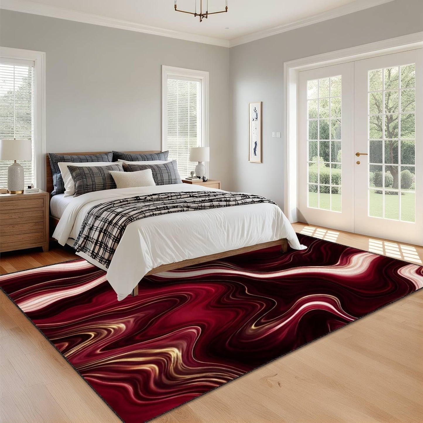 Red Black Gold Marble Decor Art Rugs Soft Non-Slip Indoor Outdoor Living Room Bedroom Kids Room Modern Home Decor Carpet Mat Yoga Mat Runner Rugs Doormat, 71x106inch(180x270cm)