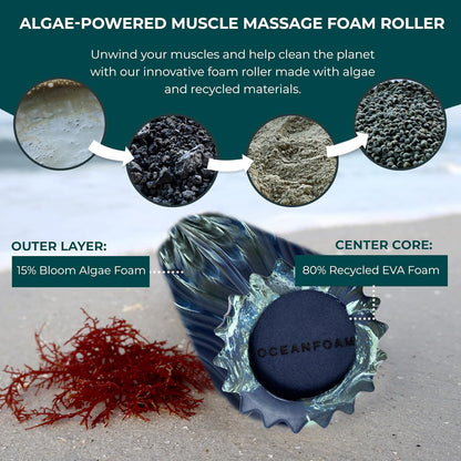 Oceanfoam Ripple Travel Foam Roller (11" x 3.35") Firm Mini Foam Roller for Physical Therapy, Deep Tissue Massage, Back Pain - High Density, Ergonomic Wave Textured - Yoga, Pilates, Exercise (Natural) - Colors B