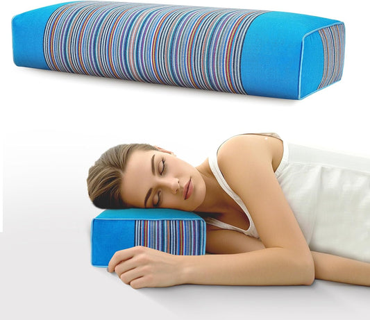 Adjustable Buckwheat Hull Pillow for Neck Pain Relief (21x8x4in) Natural Cooling Cervical Support Organic Pillow for Side & Back Sleepers with Night Sweats (Grey)