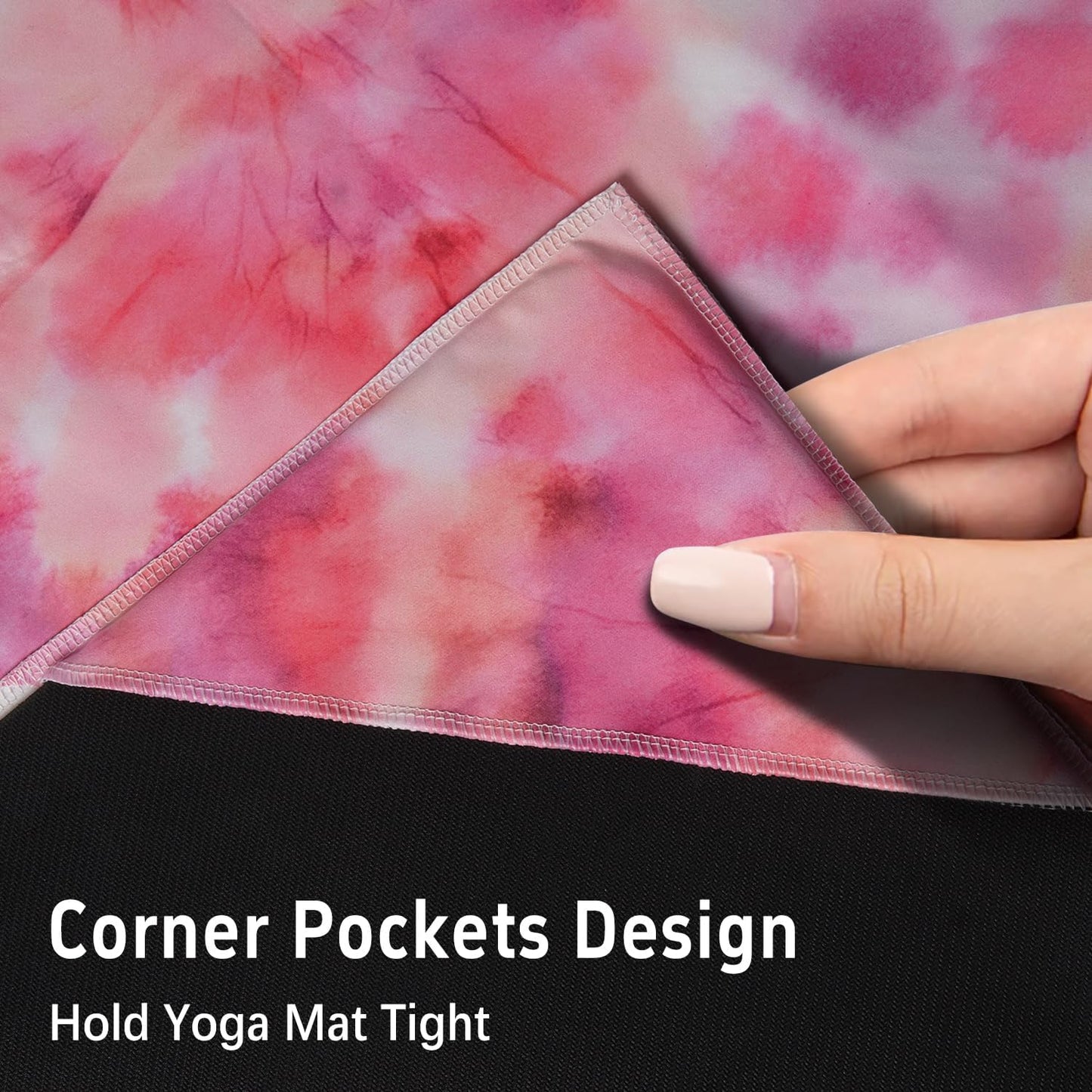 Hot Yoga Mat Towel with Corner Pockets Yoga Towels for Hot Yoga Non Slip with Travel Bag Sweat Absorbent Yoga Blankets Mat Cover for Workout Gym 70"x26" (Mountain-01, 70x26)