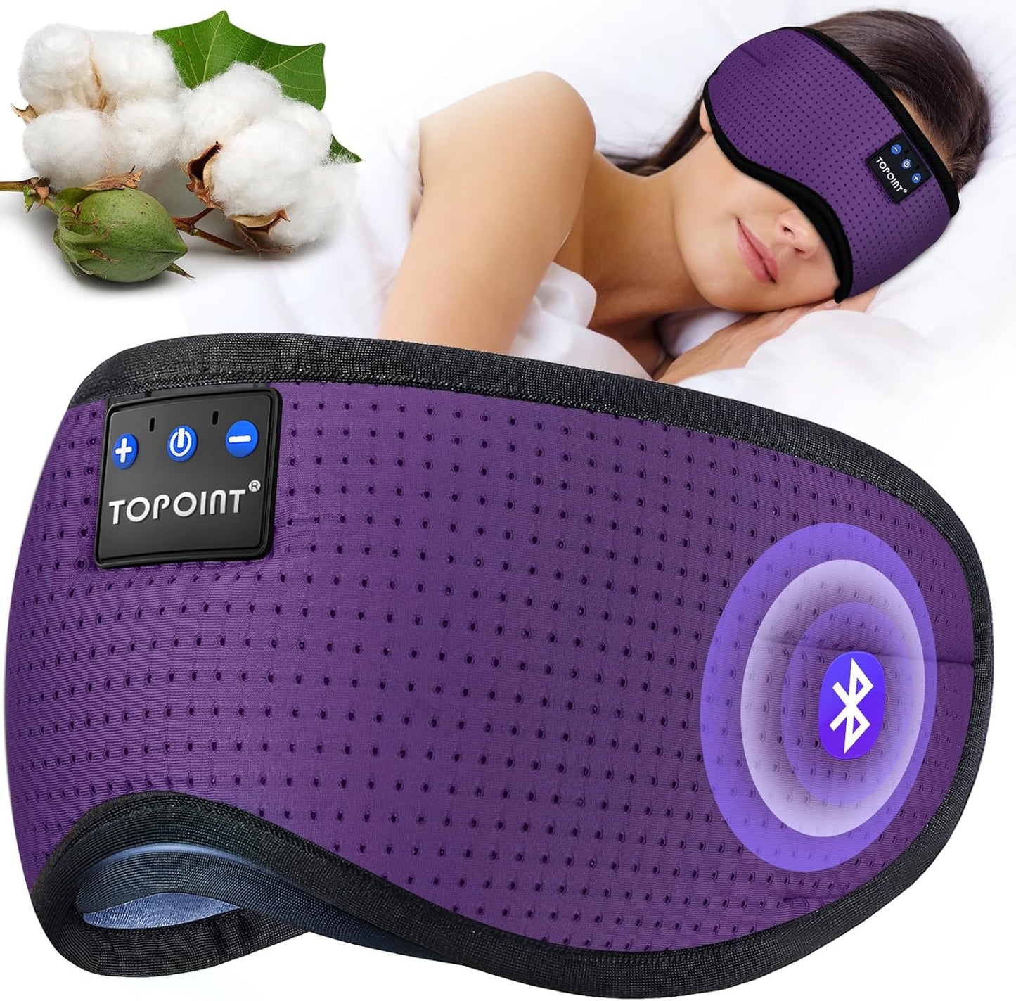 TOPOINT Sleep Mask with Headphones Bluetooth 5.4 Wireless, Sleep Headphones Earphones Earbuds with Microphone HD Speakers Music, Blackout Eye Mask for Sleeping Travel Meditation Men Women Cool Gadgets