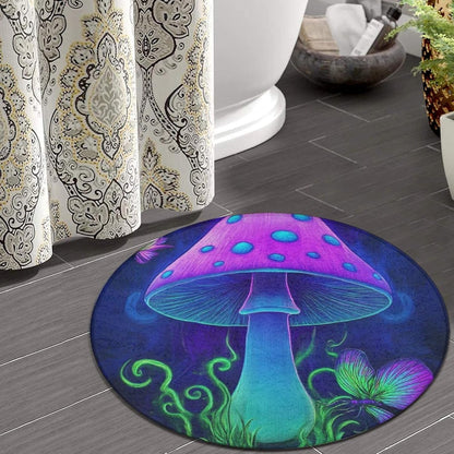 Home Decor Non Slip Kitchen Office Circle Rug, Machine Washable Modern Round Area Rug, Room Sofa Yoga Soft Round Carpet Purple Galaxy Trippy Space Astronaut Art, 36inch