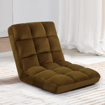 Floor Chair, 24 inches Wide Oversized Velvet Armless Lay Flat Floor seat Padded Meditation Chair with 6 Adjustable Position Ergonomic Comfortable Convenient(LRSF-008-PINK)