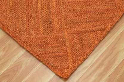 Hand Braided Jute 4 Ft Square Kilim Rug Flatweave Pink Geometric Pattern Jute Sisal Rug, Thick 0.27 Inch Indoor Outdoor Carpet for Kitchen, Bedside, Yoga Mat - Colors B
