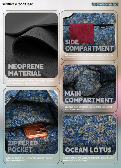 Yoga Mat Bag – Neoprene, Lightweight, Spacious Carrier, Large Zipper Pocket, Ideal for Gym Yoga & Fitness Mats