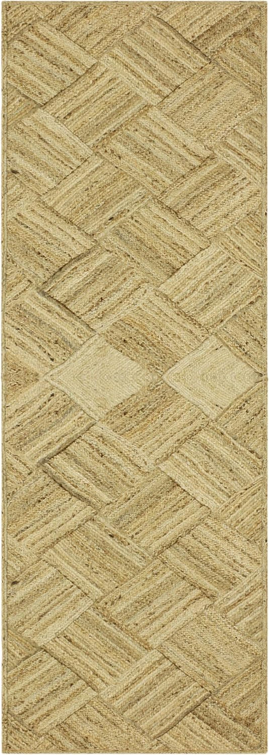 Hand Braided Jute 4 Ft Square Kilim Rug Flatweave Pink Geometric Pattern Jute Sisal Rug, Thick 0.27 Inch Indoor Outdoor Carpet for Kitchen, Bedside, Yoga Mat - Colors C