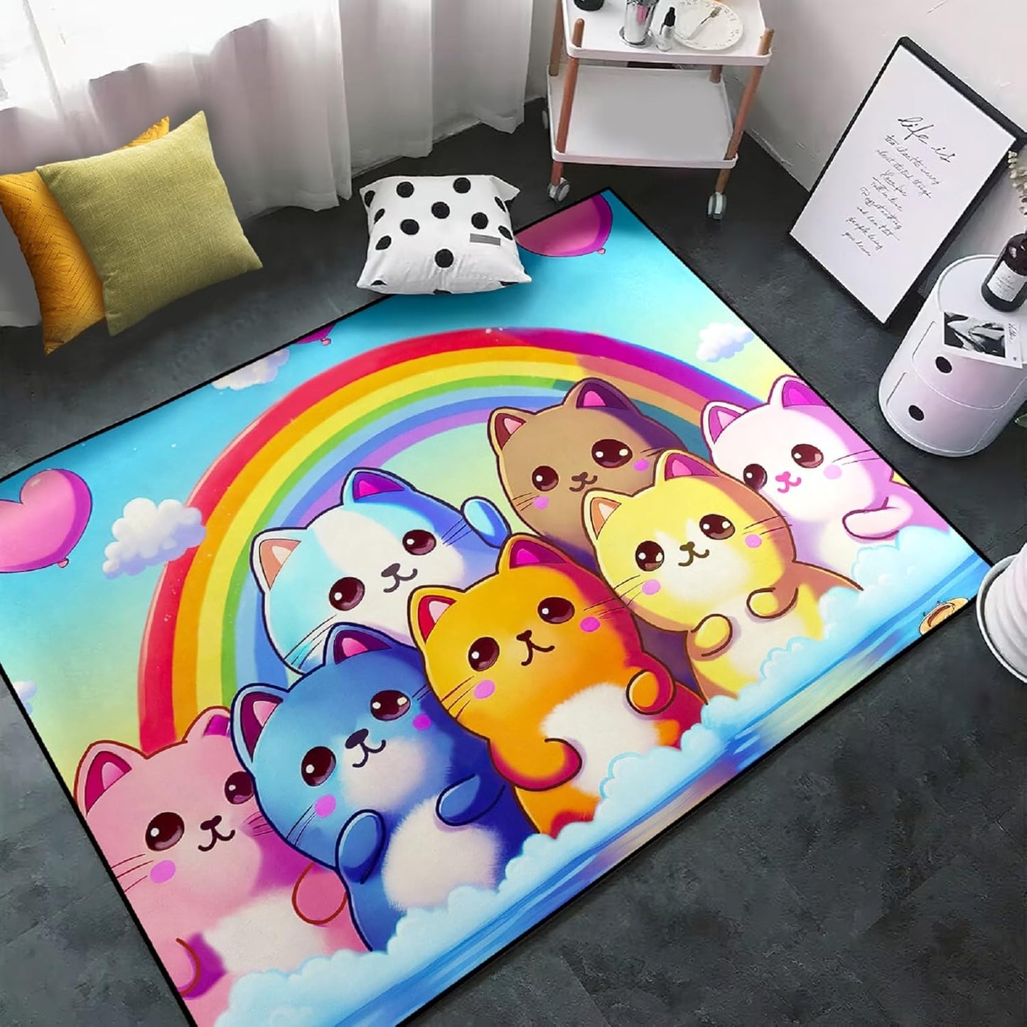 Black Girl Area Rug for Bedroom African American Rugs for Room Princess Carpet Kids Rugs for Bedroom African Girls Carpet for Living Room Teen Girls Yoga Mats, Pink, 4'×5'