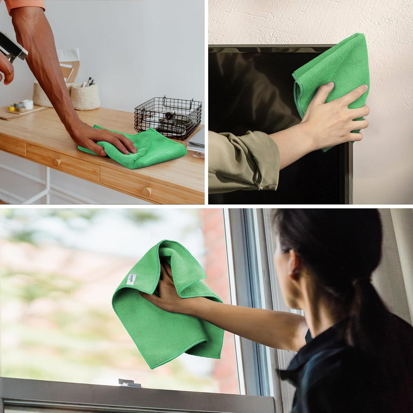 MR.SIGA Microfiber Cleaning Cloth, Pack of 6, Size: 13.8" x 15.7"