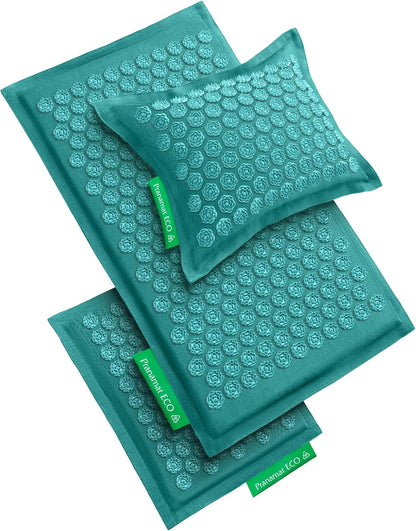 Acupressure Large & Small Mat with Pillow Set, Premium Acupressure Therapy for Pain Relief and Relaxation, Handcrafted in Europe with Sustainable and Natural Materials (Lavander)