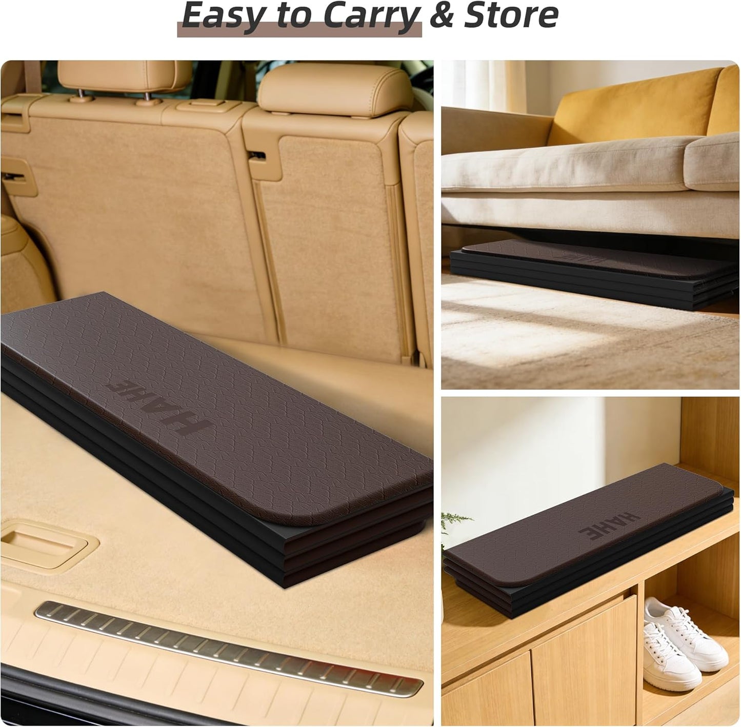 HAHE Foldable Yoga Exercise Mat, 74"Lx32"Wx1/3"Thick, TPE Multi-purpose Workout Mats with Non-slip Surface, Portable for Yoga/Pilates/Studio/Home Gym