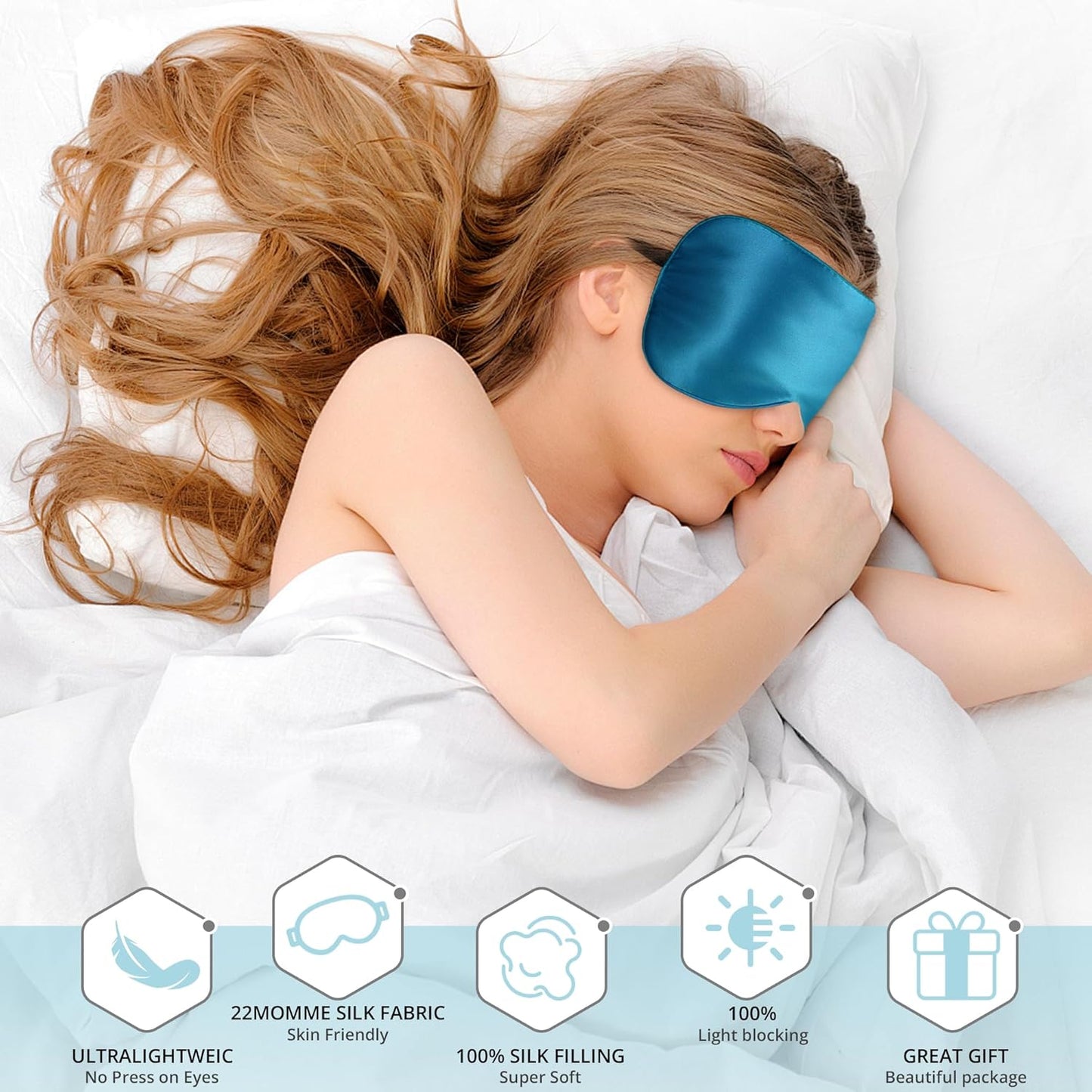 Sleep Mask, Silk Eye Mask for Sleeping with Adjustable Strap, Satin Blackout Sleeping Eye Mask for Men&Women, Comfortable Blindfold Eyeshade for Night Sleep(Black)