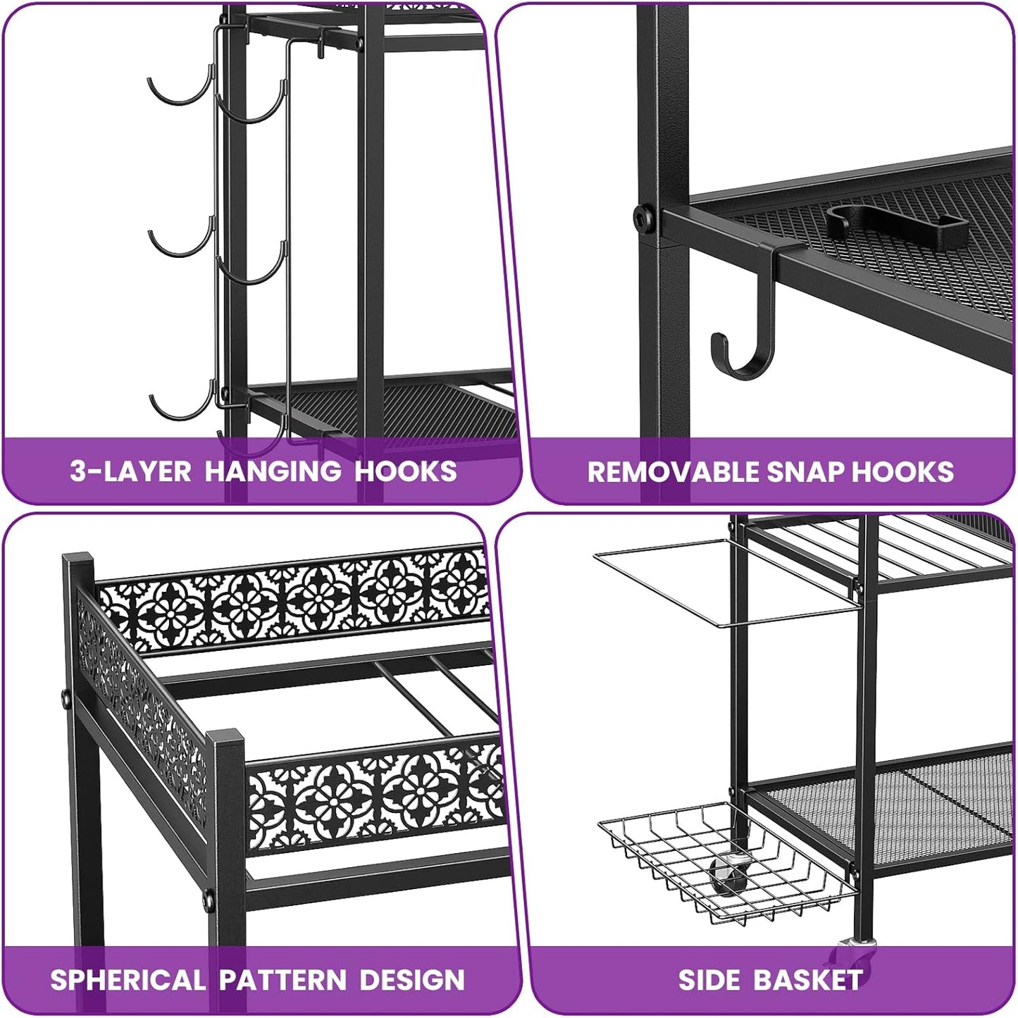 Yoga Mat Storage Rack, Home Gym Storage Rack, VOPEAK Workout Storage for Yoga Mat, Foam Roller, Gym Organizer Gym Equipment Storage for Home Exercise and Fitness Gear