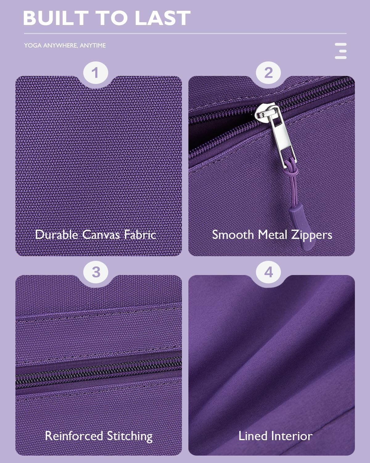 Gonex Yoga Mat Bag, Extra Canvas Gym Bag with Waterproof Pocket Metal Zipper, Fits Mat & Blocks, Stylish Yoga Mat Carrier for Women, Ideal for Yoga, Pilates, Workout, Travel