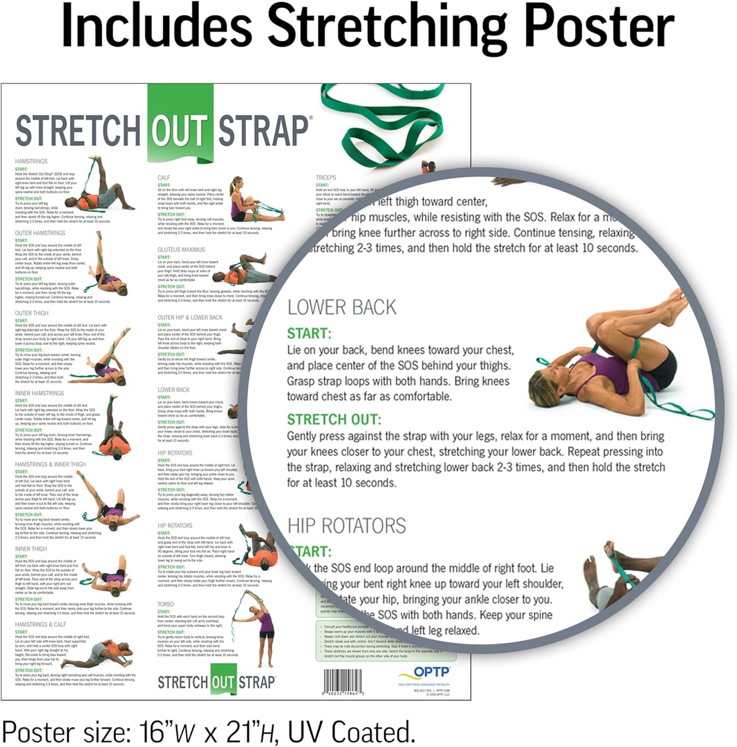 The Original Stretch Out Strap with Exercise Poster – Made in the USA by OPTP – Stretching Strap and Yoga Strap for Stretching, Physical Therapy Exercise and Flexibility