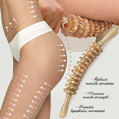 Wooden Massager Handheld Roller Trigger Point Massager Stick for Fascia, Cellulite, Muscle & Abdomen , Body Therapy Massager, Muscle Belly Relief Tool…