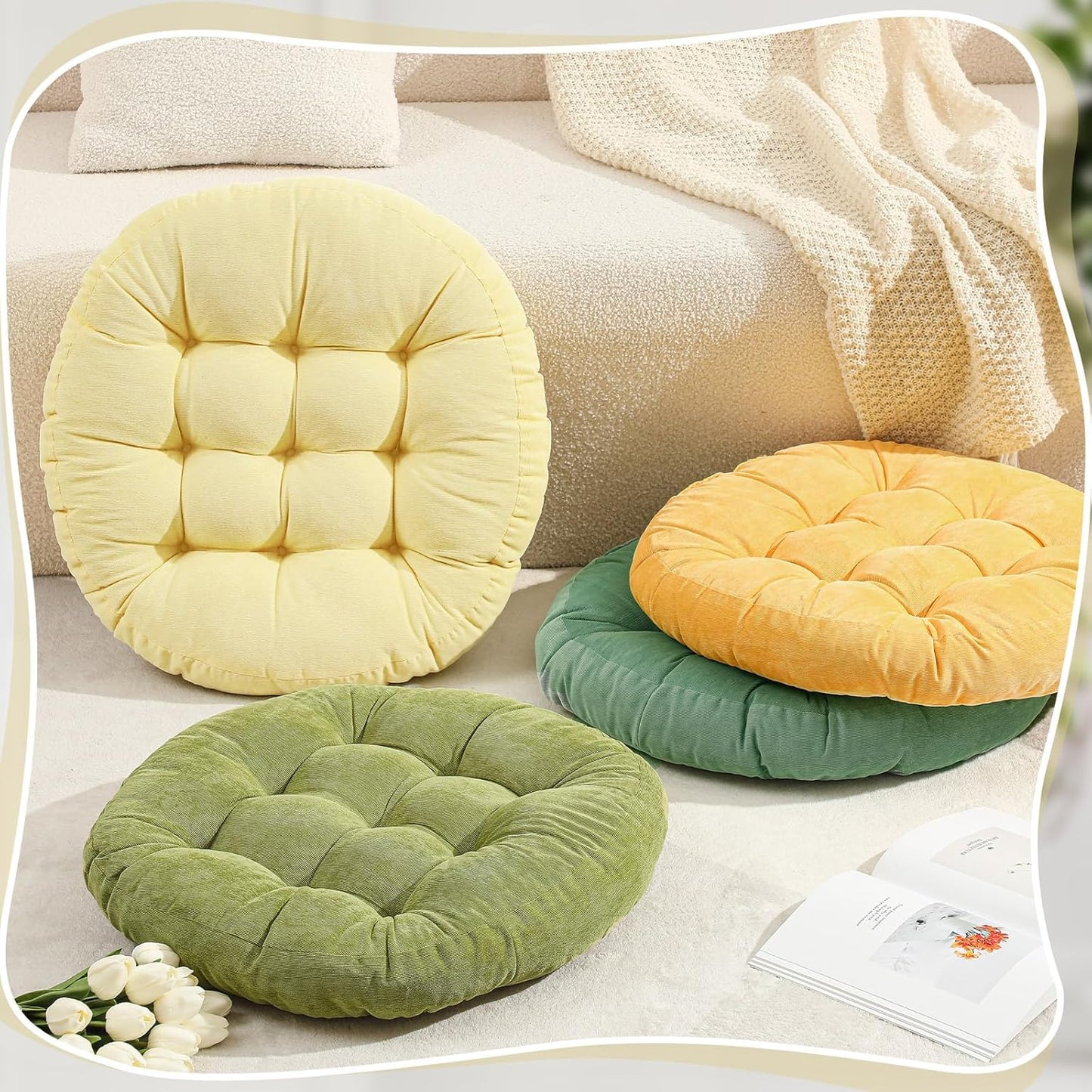 Jerify Floor Pillow Cushions Large Round Square Large Meditation Floor Pillow for Classroom Adult Meditation Picnic Party Seating Learning Daycare School(Square,Mixed Colors,4 Pcs)